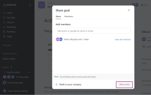 Asana goals team sharing