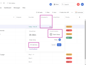 Asana task timer